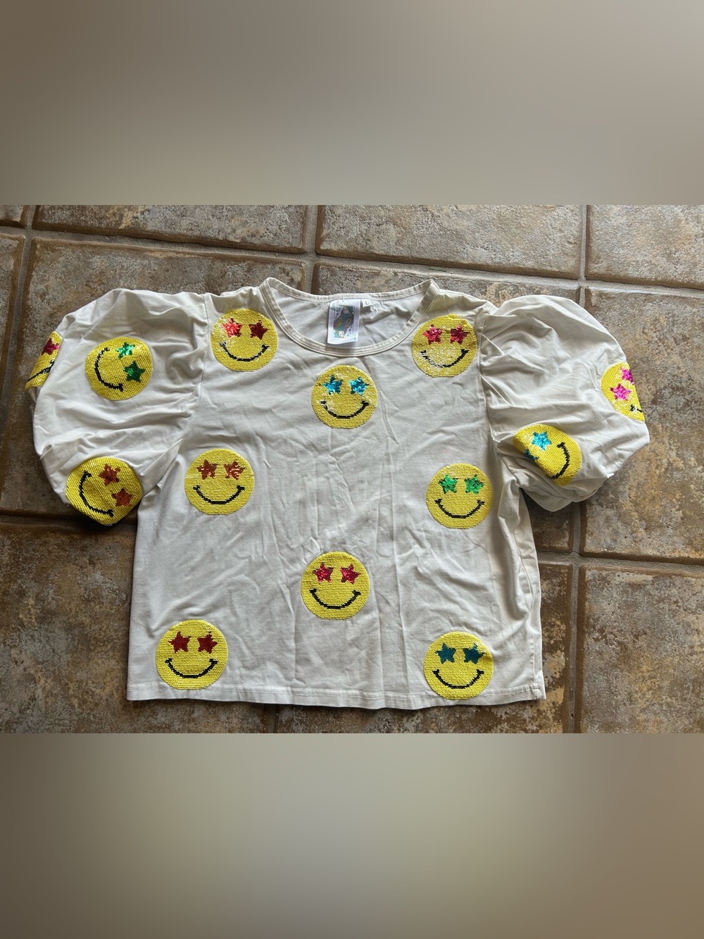 Queen of sparkles Smiley Sequin Star Eye Top